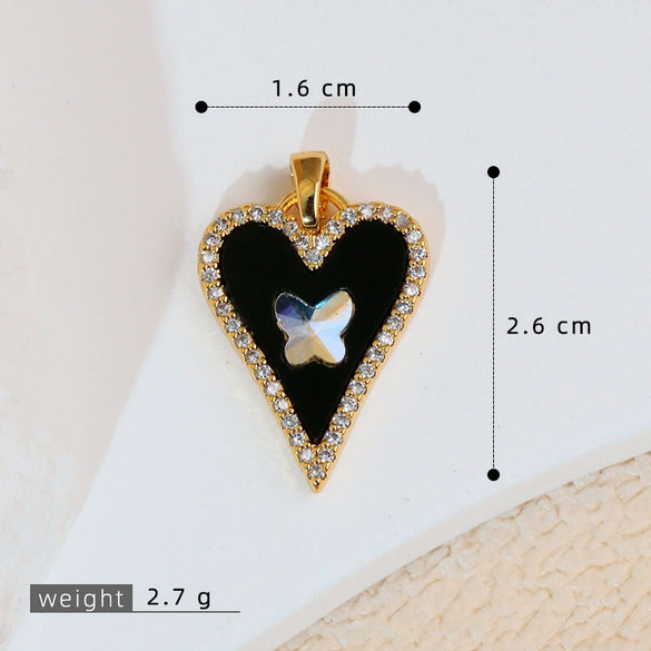 Copper Heart Shape Leopard Print Pendant Jewelry Accessories Plated With Gold