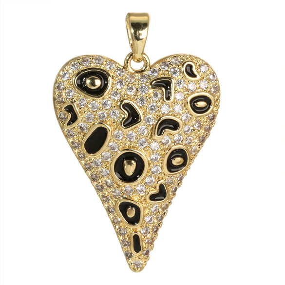 Copper Heart Shape Leopard Print Pendant Jewelry Accessories Plated With Gold