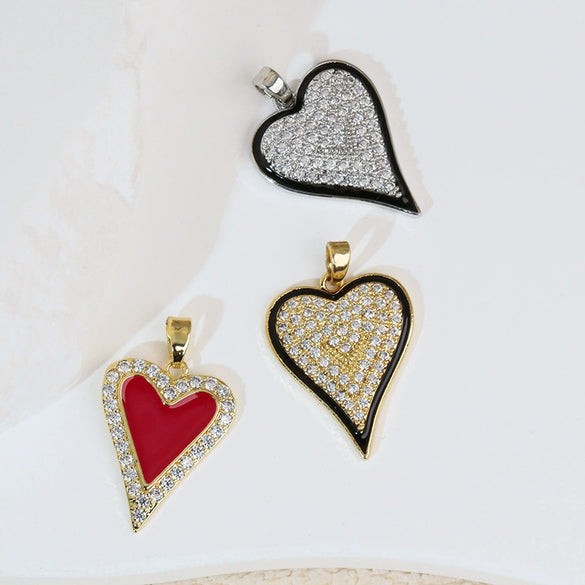 Copper Heart Shape Leopard Print Pendant Jewelry Accessories Plated With Gold