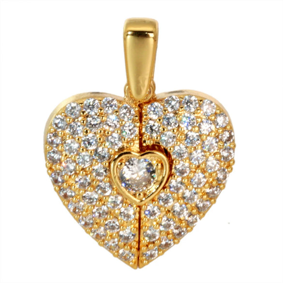 Copper Heart Shape Pendant Accessories With Real Gold Electroplating And Micro Inlaid Zircon For Bracelet And Necklace