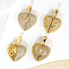 Copper Heart Shape Pendant Accessories With Real Gold Electroplating And Micro Inlaid Zircon For Bracelet And Necklace