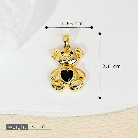 Copper Heartshaped Bear Pendant Jewelry With Animals Zodiac Pattern Electroplated Diy Accessories