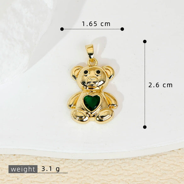 Copper Heartshaped Bear Pendant Jewelry With Animals Zodiac Pattern Electroplated Diy Accessories