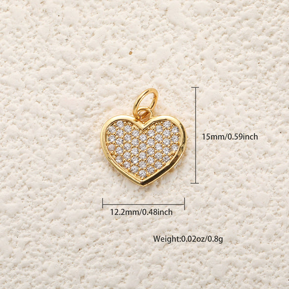 Copper Heartshaped Geometric Cross Love Necklace Pendant With Zircon And Electroplating
