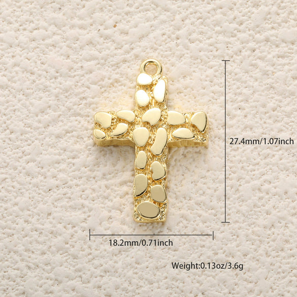 Copper Heartshaped Geometric Cross Love Necklace Pendant With Zircon And Electroplating