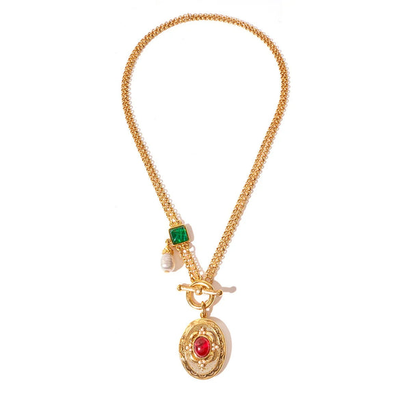 Copper Heartshaped Openable Photo Box Pendant Necklaces Electroplating Light Luxury Geometric Twist Chain