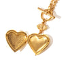 Copper Heartshaped Openable Photo Box Pendant Necklaces Electroplating Light Luxury Geometric Twist Chain