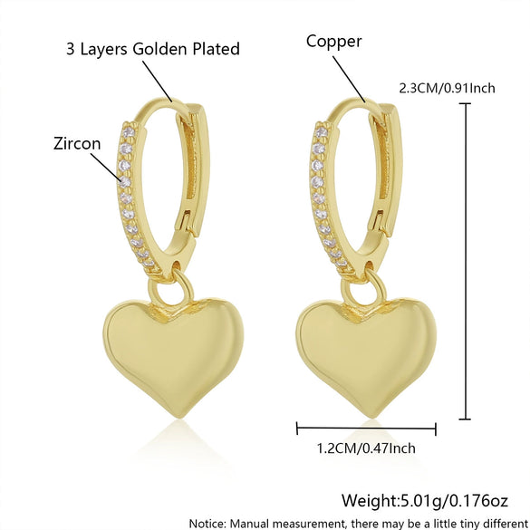 Copper Heartshaped Simple Fashion Earrings For Women