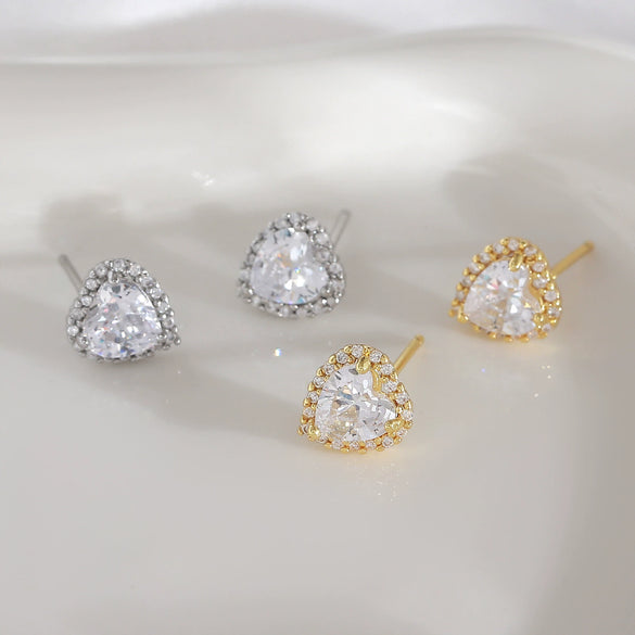 Copper Heartshaped Sweet Style Electroplated Earrings Jewelry