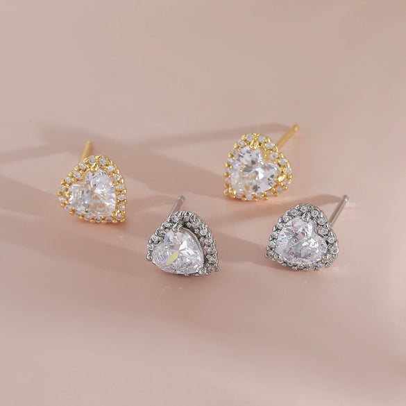 Copper Heartshaped Sweet Style Electroplated Earrings Jewelry