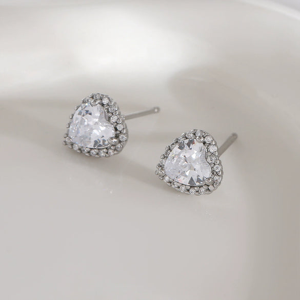 Copper Heartshaped Sweet Style Electroplated Earrings Jewelry