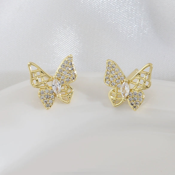 Copper Hollow Butterfly Animal Style Electroplated Women's Earrings