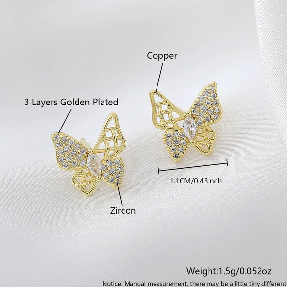 Copper Hollow Butterfly Animal Style Electroplated Women's Earrings