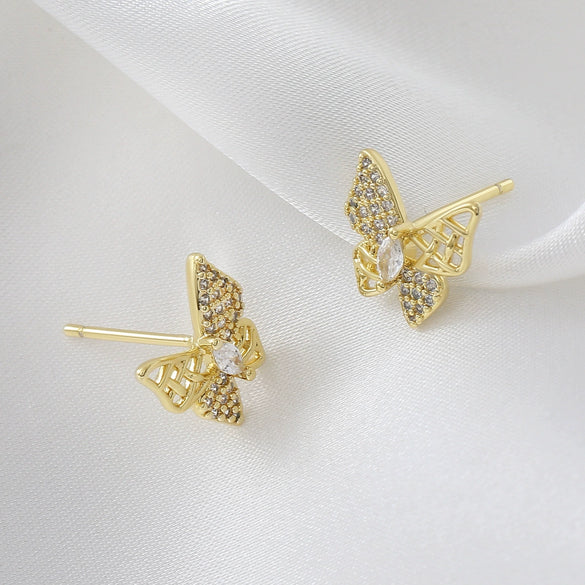 Copper Hollow Butterfly Animal Style Electroplated Women's Earrings