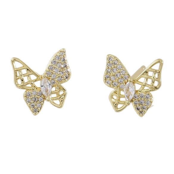 Copper Hollow Butterfly Animal Style Electroplated Women's Earrings