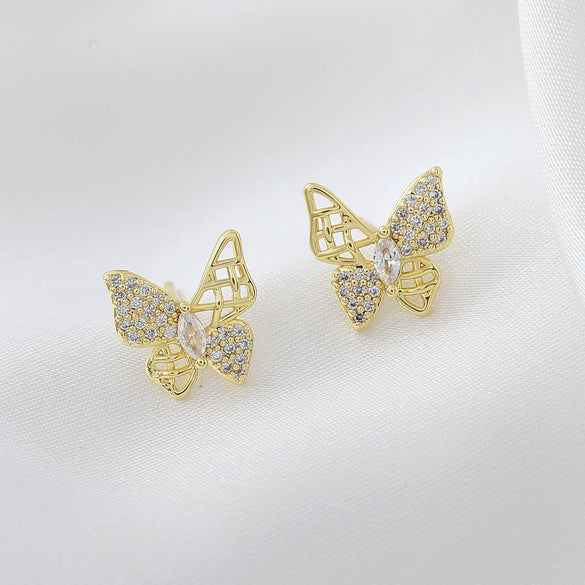 Copper Hollow Butterfly Animal Style Electroplated Women's Earrings