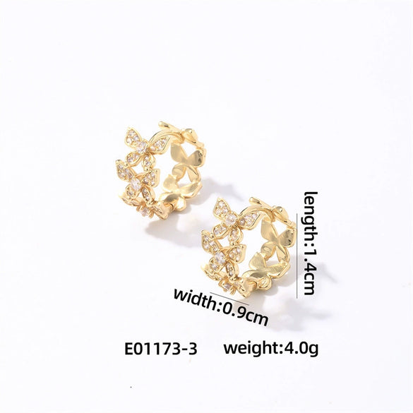 Copper Hollow Diamondembedded Electroplated Women's Earring
