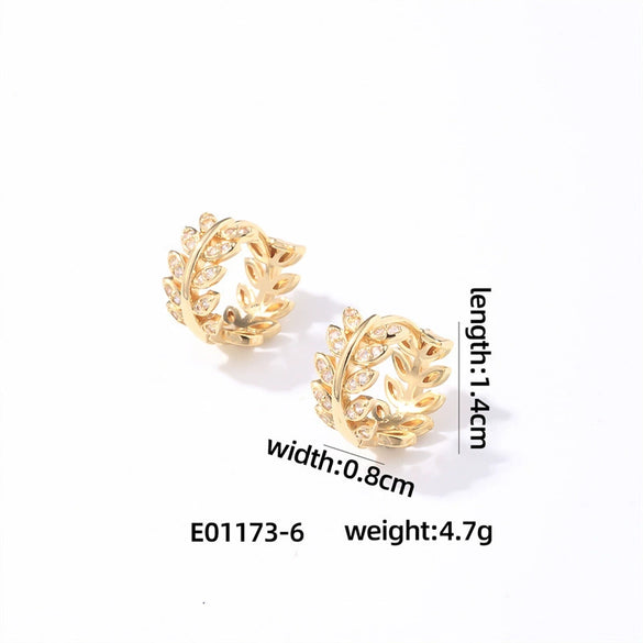 Copper Hollow Diamondembedded Electroplated Women's Earring