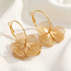 Copper Hollow Flower Hoop Earrings With Stainless Steel Ear Posts Electroplated Exaggerated Floral Jewelry For Women