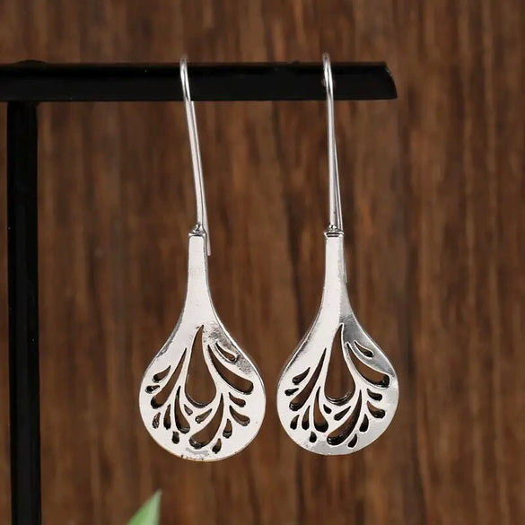 Copper Hollow Leaf Geometric Style Electroplated Women's Earrings