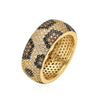 Copper Inlaid Colored Diamond Snake Pattern Leopard Print Hiphop Heart Geometric Ring For Women Dripping Oil