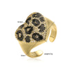 Copper Inlaid Colored Diamond Snake Pattern Leopard Print Hiphop Heart Geometric Ring For Women Dripping Oil