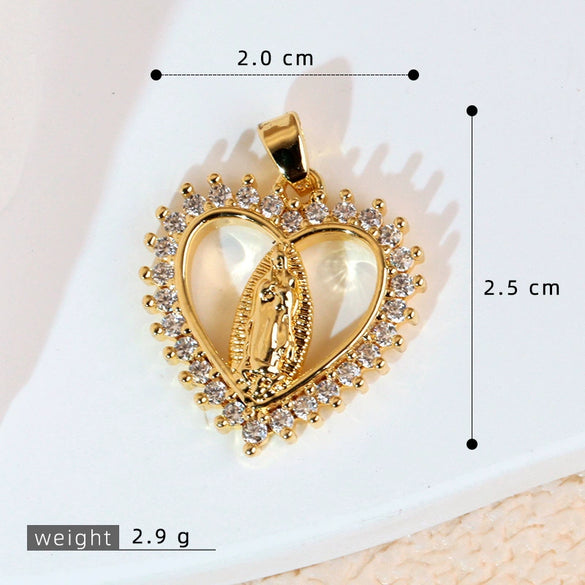 Copper Inlaid Colorful Zircon Oval Pendant Jewelry Electroplated Necklace