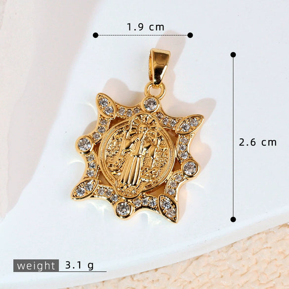 Copper Inlaid Colorful Zircon Oval Pendant Jewelry Electroplated Necklace