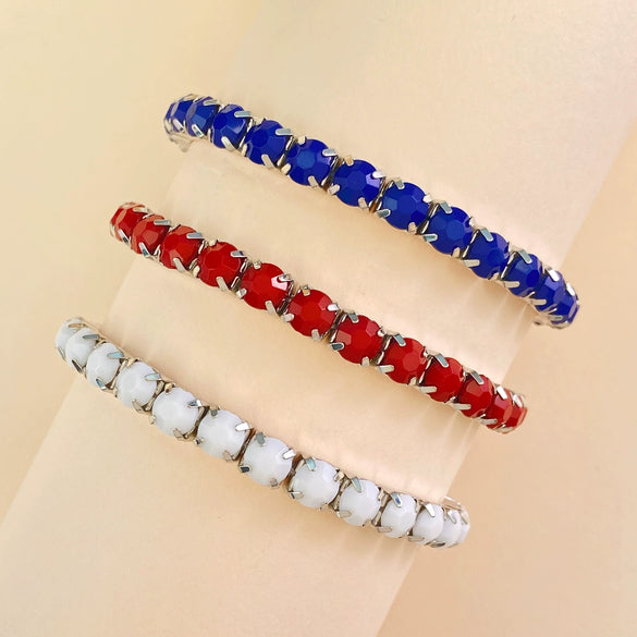 Copper Inlaid Resin Diamond Elastic Bracelet Unisex Diamond Design