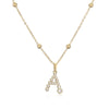 Copper Inlaid Round Diamond Geometric Letter Pendant Necklace With Ball Chain