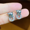 Copper Inlaid Zircon Animals Style Electroplated Hiphop Cheetah Leopard Head Earrings