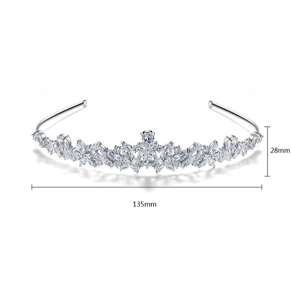 Copper Inlaid Zircon Bridal Headband Electroplated Floral Crown Style Wedding Headwear For Women