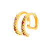Copper Inlaid Zircon Double Layer Geometric Ear Clip For Women Electroplated Ear Clip Without Ear Hole
