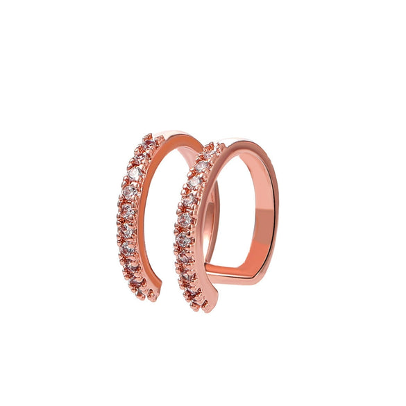 Copper Inlaid Zircon Double Layer Geometric Ear Clip For Women Electroplated Ear Clip Without Ear Hole