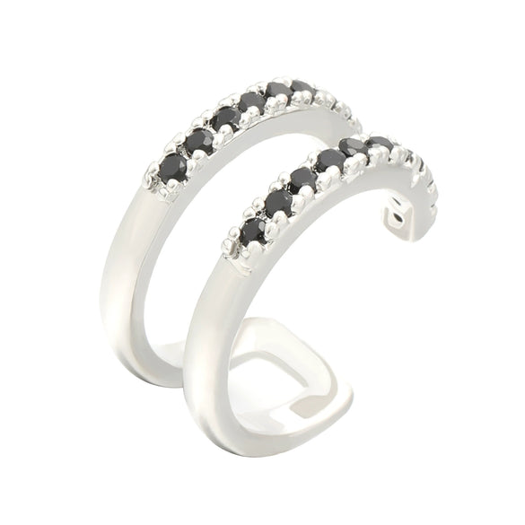 Copper Inlaid Zircon Double Layer Geometric Ear Clip For Women Electroplated Ear Clip Without Ear Hole