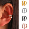 Copper Inlaid Zircon Double Layer Geometric Ear Clip For Women Electroplated Ear Clip Without Ear Hole