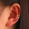 Copper Inlaid Zircon Double Layer Geometric Ear Clip For Women Electroplated Ear Clip Without Ear Hole