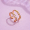 Copper Inlaid Zircon Double Layer Geometric Ear Clip For Women Electroplated Ear Clip Without Ear Hole