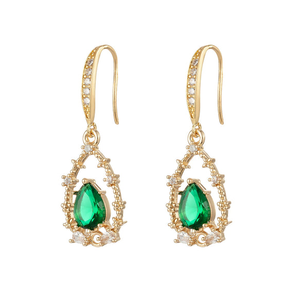 Copper Inlaid Zircon Flower Butterfly Shaped Water Drop Women's Earrings Jewelry Little Fresh Style