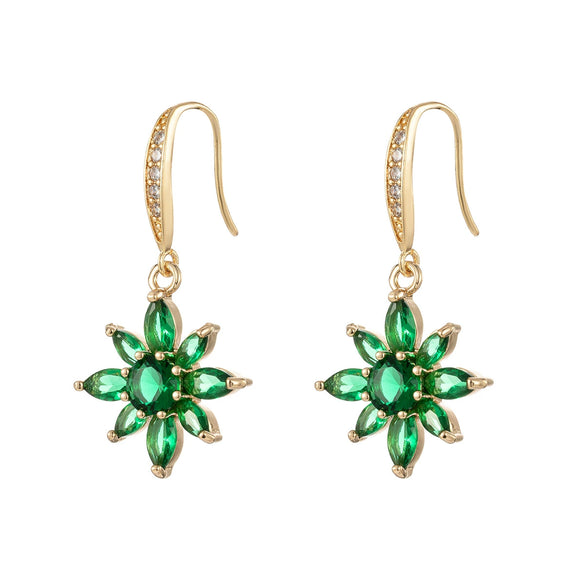 Copper Inlaid Zircon Flower Butterfly Shaped Water Drop Women's Earrings Jewelry Little Fresh Style