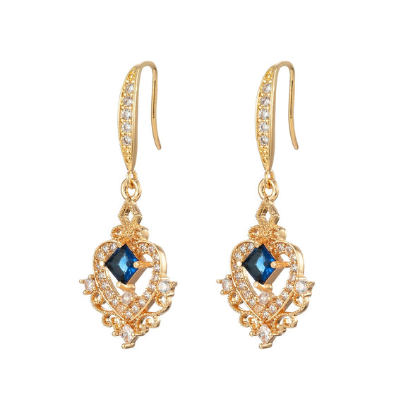 Copper Inlaid Zircon Flower Butterfly Shaped Water Drop Women's Earrings Jewelry Little Fresh Style