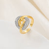 Copper Inlaid Zircon Geometric Opening Ring Hiphop Double Layer Stacked Wearing Ring