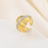 Copper Inlaid Zircon Geometric Opening Ring Hiphop Double Layer Stacked Wearing Ring