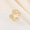 Copper Inlaid Zircon Geometric Opening Ring Hiphop Double Layer Stacked Wearing Ring