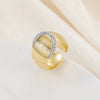 Copper Inlaid Zircon Geometric Opening Ring Hiphop Double Layer Stacked Wearing Ring