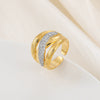 Copper Inlaid Zircon Geometric Opening Ring Hiphop Double Layer Stacked Wearing Ring