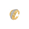 Copper Inlaid Zircon Geometric Opening Ring Hiphop Double Layer Stacked Wearing Ring