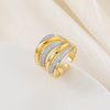 Copper Inlaid Zircon Geometric Opening Ring Hiphop Double Layer Stacked Wearing Ring