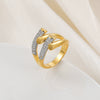 Copper Inlaid Zircon Geometric Opening Ring Hiphop Double Layer Stacked Wearing Ring