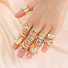 Copper Inlaid Zircon Geometric Opening Ring Hiphop Double Layer Stacked Wearing Ring
